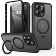 thumbnail image 1 of for iPhone 15 Pro Max Case with Invisible Magnetic Stand, Compatible with Mag-Safe Translucent Matte with Built-in Screen Protector, Shockproof Protective Phone Case for Women Men, Black, 1 of 12