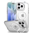 thumbnail image 1 of for iPhone 15 Pro Max Case, with Invisible Stand & Camera Guard, Matte Back Cover, Fit for Magsafe, Military Grade Shockproof, Slim Magnetic Phone Case Bulit in Kickstand 6.7", Clear Titanium, 1 of 16