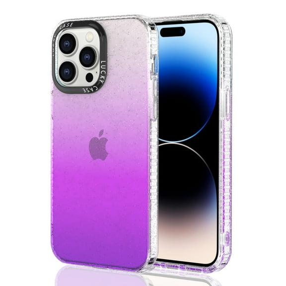 for iPhone 15 Pro Max Case, Luxury Ultra Slim Gradient Glitter Clear Protective Soft TPU Bumper Shockproof Protective Lightweight Anti-scratch for iPhone 15 Pro Max Phone Case Cover, Purple