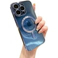 thumbnail image 1 of for iPhone 15 Pro Max Case Magnetic Clear with Camera Lens Protector MagSafe Electroplated Silicone Dust-Proof Net Shockproof Protective Phone Case Cover 6.7 Inch - Blue, 1 of 12