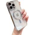 thumbnail image 1 of for iPhone 15 Pro Max Case Magnetic Titanium Glossy Clear with Camera Lens Protector MagSafe Electroplated Silicone Dust-Proof Net Shockproof Protective Phone Case Cover 6.7 Inch - Silver, 1 of 12