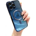 thumbnail image 1 of for iPhone 15 Pro Max Case Magnetic Titanium Glossy Clear with Camera Lens Protector MagSafe Electroplated Silicone Shockproof Protective Phone Case Cover 6.7 Inch - Titanium Blue, 1 of 12