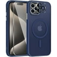 thumbnail image 1 of for iPhone 15 Pro Max Case, Magnetic iPhone 15 Pro Max Phone Case [Compatible with MagSafe] Translucent Matte Back Slim Shockproof Military-Grade Protection Anti-Fingerprint Cover, Dark Blue, 1 of 13