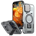 thumbnail image 1 of for iPhone 15 Pro Max Case with Metal Camera Cover Bracket, [Compatible with MagSafe] [Built-in Kickstand] [Military-Grade Protection] Heavy Duty Magnetic Case for iPhone 15 Pro Max, Gray, 1 of 6