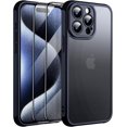 thumbnail image 1 of for iPhone 15 Pro Max Case, [Military-Grade Protection] [with 2 pcs Screen Protector] Full-Body Matte Protective Phone Case with Camera Cover. (Black), 1 of 7