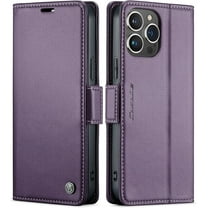 for iPhone 15 Pro Max Case, [RFID Blocking] PU Leather Wallet Flip Folio Case with Card Holder Kickstand Shockproof Phone Cover for iPhone 15 Pro Max (6.7 inch), Purple