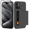 thumbnail image 1 of for iPhone 15 Pro Max Case with Screen Protector & Camera Cover 4-in-1 Full Body Hybrid iPhone 15 Pro Max Case Wallet Card Holder Shockproof Protective Phone Case for iPhone 15 Pro Max Black, 1 of 7