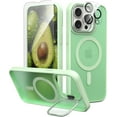 thumbnail image 1 of for iPhone 15 Pro Max Case with Screen Protector & Camera Lens Protector,Compatible with MagSafe,Built-in Camera Stash Stand,Magnetic Hard Back Soft Edge Anti-Fingerprint Cover,Clear Green, 1 of 15
