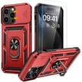 thumbnail image 1 of for iPhone 15 Pro Max Case with Screen Protector - Slide Camera Cover Protective Phone Case with Ring Stand, Heavy Duty Shockproof Rugged Bumper for iPhone 15 Promax Accessories Red, 1 of 8