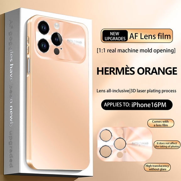 For iPhone 15 Pro Max Case, Slim Fit Matte Hard PC Luxury Titanium Look Anti-Fingerprint Business Case Military Grade & Camera Lens Protection Anti-Scratch Phone Cover, Orange
