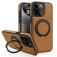 thumbnail image 1 of for iPhone 15 Pro Max Case, Slim Fit Premium PU Leather [Compatible with MagSafe] [360° Rotatable Ring Kickstand] Shockproof Protective Cover for iPhone 15 Pro Max Phone Case Magnetic, Brown, 1 of 8