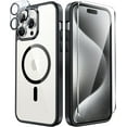 thumbnail image 1 of for iPhone 15 Pro-Max Case: Support Magnetic Charging Anti Yellowing Shockproof Phone Case with Tempered Screen Protector - Military Grade Drop Protection Rugged Protection Cover - BlackClear, 1 of 14