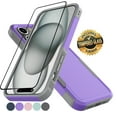 thumbnail image 1 of iPhone 15 Pro Max Case with Tempered Glass Screen Protector, Tekcoo Heavy Duty Rugged Shockproof Full Body Protective 2-IN-1 Phone Case Cover for iPhone 15 Pro Max, Purple, 1 of 7