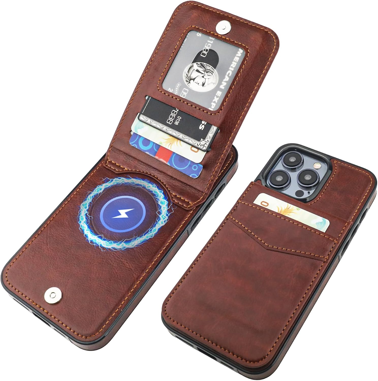 for iPhone 15 Pro Max Case Wallet Compatible with MagSafe Wireless