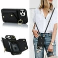 thumbnail image 1 of for iPhone 15 Pro Max Case Wallet with Strap for Women,Crossbody Lanyard and Wristlet Strap,Zipper Pocket,Credit Card Holder,Ring Stand,RFID Blocking Phone Wallet Cases(6.7 inch,Black), 1 of 9