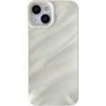 thumbnail image 1 of for iPhone 15 Pro Max Case, Water Ripple Pattern Curly Wave Frame Soft Phone Case for Women Girls, Cute Curly Shockproof TPU Protective Case for iPhone 15 Pro Max, White, 1 of 14
