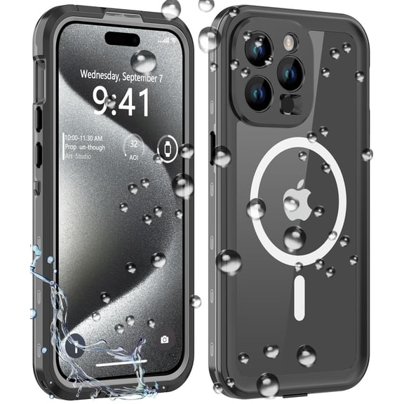 For iPhone 15 Pro Max Case Waterproof,Shockproof Dustproof IP68 Waterproof iPhone 15 Pro Max Case Built-in Screen Protector Charging Magnetic Ring for iPhone 15 Pro Max Cover