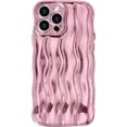 thumbnail image 1 of for iPhone 15 Pro Max Case Wavy Edge Water Ripple Pattern Design, Cute Wave Curly Frame Shape Soft Flexible TPU Shockproof Full-Body Protective Phone Case Cover for Women Girls, Shiny Silver, 1 of 5