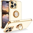 thumbnail image 1 of for iPhone 15 Pro Max Case, iPhone 15 Pro Max Phone Case with 360° Ring Holder Kickstand Soft TPU Car Mount Supported Protective Electroplated Plating iPhone 15 Pro Max Case, White, 1 of 8