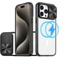 thumbnail image 1 of for iPhone 15 Pro Max Clear Case with Slide Camera Lens Cover, Compatible with MagSafe, Non-Slip Slim Magnetic Shockproof PC Back Soft TPU Frame Case iPhone 15 Pro Max 6.7'' 2023, Black, 1 of 14