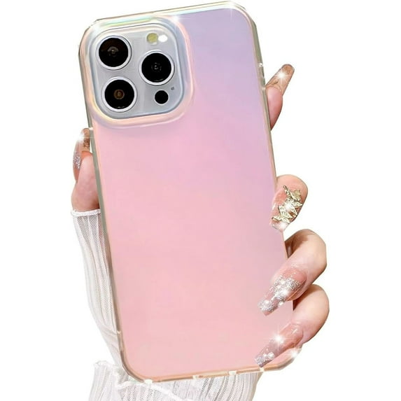 for iPhone 15 Pro Max Clear Glitter Case,Cute Holographic Iridescent Laser Bling Sparkly Shiny Translucent Matte Aesthetic Women Girls Slim Protective Case for iPhone 15 Pro Max 6.7",Colorful
