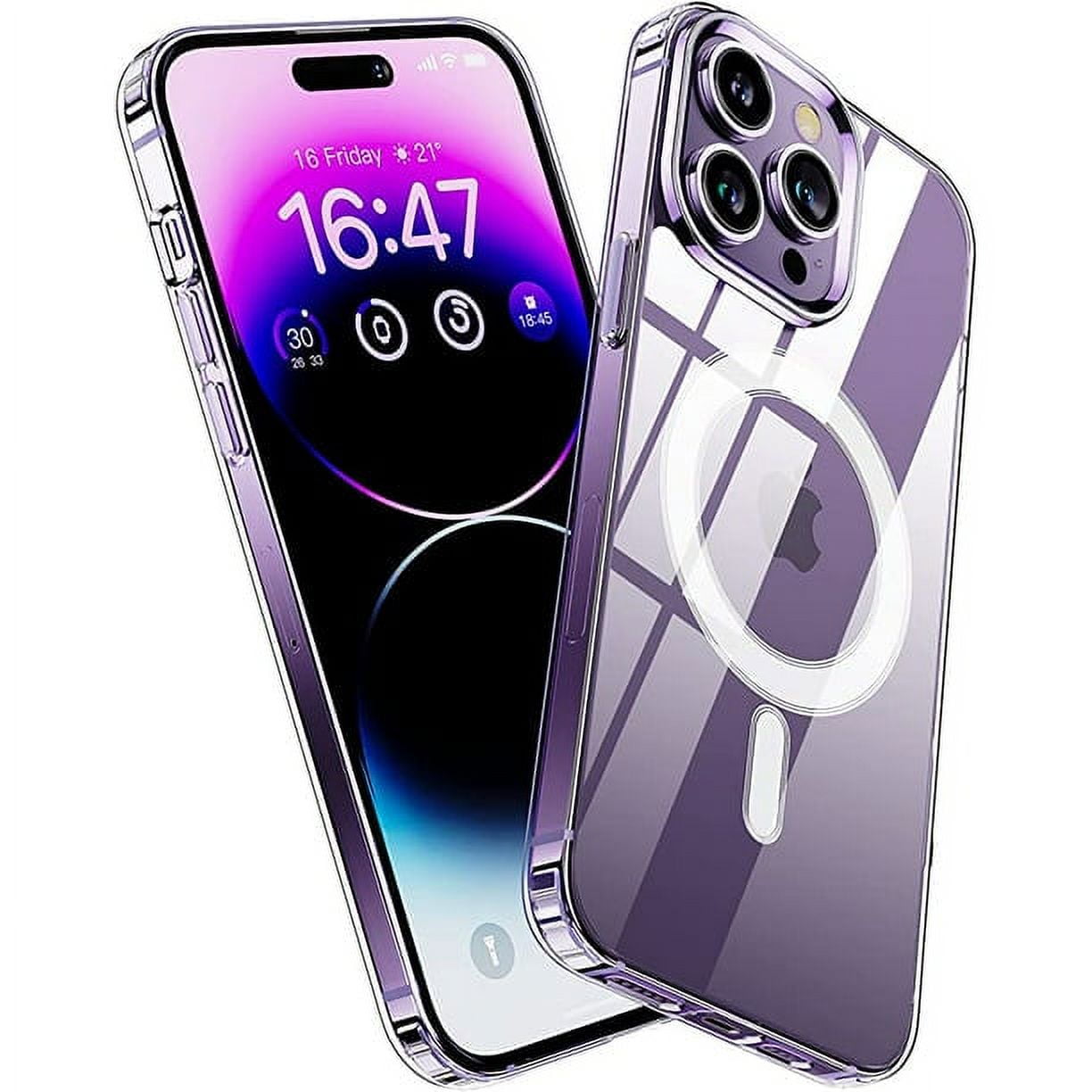 iPhone 15 Pro Max Clear Magnetic Case Compatible with Magsafe, [Yellow Resistant] Hard Back Cover Soft Silicone, Slim Thin fit Shockproof Protective Phone Case for iPhone 15 Pro Max 6.7 Inch