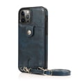 thumbnail image 1 of for iPhone 15 Pro Max Crossbody PU Leather Case, with Card Slot Holders Wallet Protective Case Adjustable Shoulder Strap Drop Protection Compatible with Apple iPhone 15 Pro Max, Blue, 1 of 12