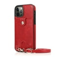 thumbnail image 1 of for iPhone 15 Pro Max Crossbody PU Leather Case, with Card Slot Holders Wallet Protective Case Adjustable Shoulder Strap Drop Protection Compatible with Apple iPhone 15 Pro Max, Red, 1 of 12