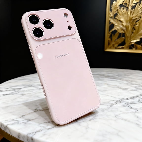 for iPhone 15 Pro Max Glass Phone Case, Hybrid Protection PC + TPU + Glass Back Cover [Raised Camera and Screen Protection] Slim Lightweight Shockproof Phone Cover for iPhone 15 Pro Max, Pink