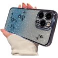 thumbnail image 1 of for iPhone 15 Pro Max Glitter Clear Case for Women Girls Cute Flower Bling Sparkle Phone Case Luxury Plating Camera Lens Cover Protection Soft Silicone Shockproof Cover 6.7 inch (Sierra Blue), 1 of 8