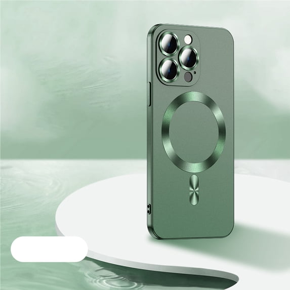 for iPhone 15 Pro Max Liquid Case with Camera Lens Protector, Compatible with Magsafe Luxury Magnetic Phone Case for Men Women Girls Shockproof Matte Bumper Phone Case Cover - Darkgreen