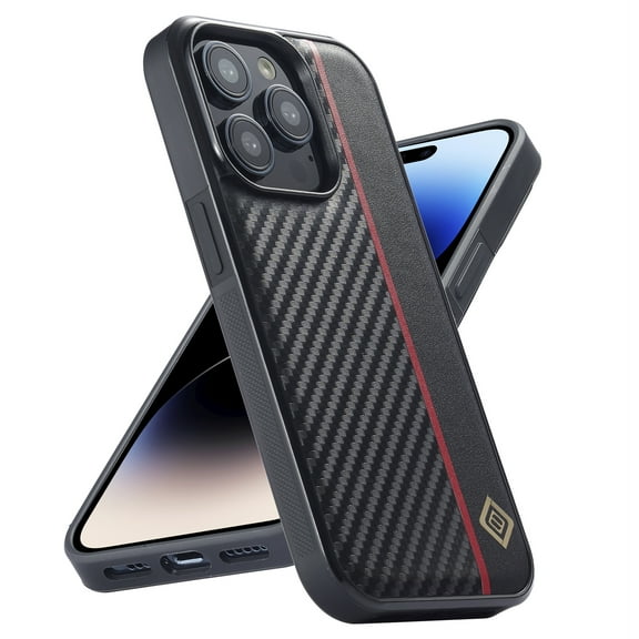 for iPhone 15 Pro Max Luxury Case, Military-Grade Drop Protection, Carbon Fiber for iPhone 15 Pro Max Shockproof Slim Thin Cover, Support Wireless Charging for Men & Women, Black