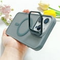 thumbnail image 1 of For iPhone 15 Pro Max Magnetic Case, Compatible with Magsafe Translucent Slim Fit Camera Kickstand Anti-Scratch Drop Protection Hard PC Back Cover for Apple iPhone 15 Pro Max, Gray, 1 of 1