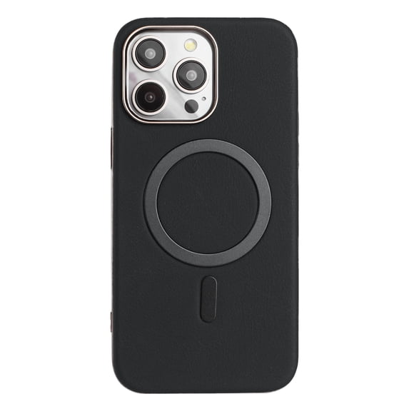 for iPhone 15 Pro Max Magnetic Case, Flexible Luxury PU Leather Cover, Protective Slim Lightweight Shockproof Phone Case Compatible with Mag-Safe Charging for iPhone 15 Pro Max, Black