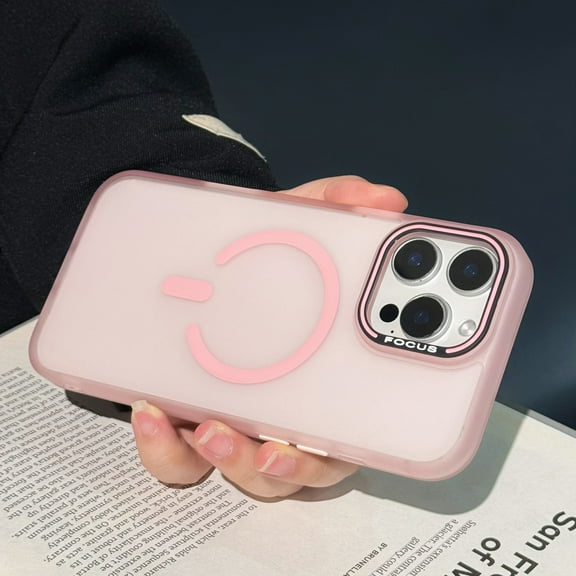 for iPhone 15 Pro Max Magnetic Case, Matte Frosted Protective Skin-Friendly Phone Cover, [Compatible with Mag-Safe] Translucent Hard Back Soft TPU Edge Case for iPhone 15 Pro Max, Pink