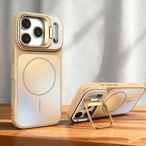 for iPhone 15 Pro Max Magnetic Case, Rugged Case with Kickstand, Compatible with Mag-Safe, Military-Grade Protection, Built-in Camera Lens Stand Phone Cover for iPhone 15 Pro Max, Desertgold