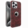 thumbnail image 1 of for iPhone 15 Pro Max Magnetic Case, Stronger Magnet Compatible with Mag-Safe & Support Car Mount Holder, Luxury Logo View, Elegant PU Leather Plating Frame Phone Cover for iPhone 15 Pro Max, Winered, 1 of 11