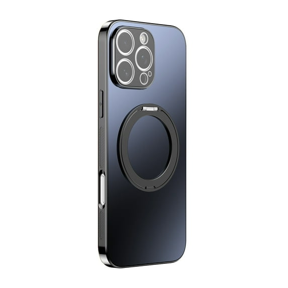 for iPhone 15 Pro Max Magnetic Case, Stylish Plating Magnetic Ring Kickstand Shockproof Anti-Scratch Lightweight Drop Protective Glossy Women Girls Phone Cover for iPhone 15 Pro Max, Black