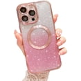 thumbnail image 1 of for iPhone 15 Pro Max Magnetic Gardient Glitter Case, Plating Bling Cute Case Compatible with MagSafe for Women Girls Full Camera Protector Back Cover for iPhone 15 Pro Max 6.7 Inch Pink, 1 of 14