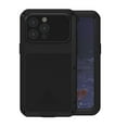 thumbnail image 1 of for iPhone 15 Pro Max Metal + Silicone Case, Heavy Duty Shockproof Rugged Case with Built-in Glass Screen Protector, 360 Full Body Protective Tough Phone Cover for iPhone 15 Pro Max, Black, 1 of 10