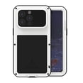 thumbnail image 1 of for iPhone 15 Pro Max Metal + Silicone Case, Heavy Duty Shockproof Rugged Case with Built-in Glass Screen Protector, 360 Full Body Protective Tough Phone Cover for iPhone 15 Pro Max, White, 1 of 10