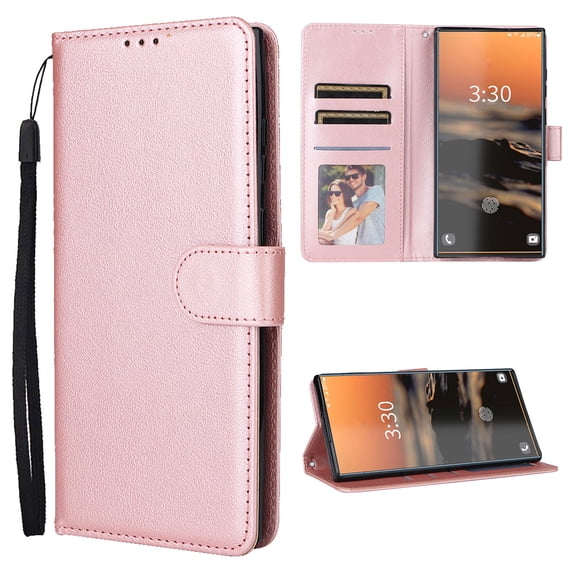 for iPhone 15 Pro Max PU Leather Case | Wallet Phone Case with Card Holder | Flip Folio Case/Cover with Stand | Compatible with iPhone 15 Pro Max,Rosegold