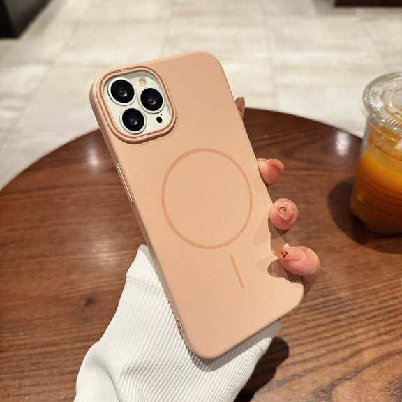 For iPhone 15 Pro Max Phone Case [Compatible with Magsafe] [Minimalist Design] Ultra Slim Anti-Fingerprint Anti-Scratch Anti-fall Shockproof Protective Thin Fit Hard PC Rugged Phone Case,Desertgold