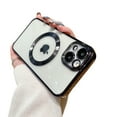 thumbnail image 1 of for iPhone 15 Pro Max Phone Case Magnetic Clear Cover for Women Men,Slim Plating Bumper TPU Soft Protective Transparent Back for iPhone 15 Pro Max Compatible with MagSafe Phone Case,Black, 1 of 1