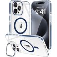 thumbnail image 1 of iPhone 15 Pro Max Phone Case[with Magsafe][with Invisible Camera Stand][Military Grade Drop Protection][with Detachable Buttons]Fast Wireless Charging Anti-Fingerprint Phone Case,6.7 inch,Blue, 1 of 14