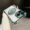 thumbnail image 1 of for iPhone 15 Pro Max Plating Case with Rotating Gyroscope Magnetic Ring Stand Full Camera Lens Protection Compatible with MagSafe Clear Back Phone Cover for iPhone 15 Pro Max, Green, 1 of 10