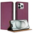 thumbnail image 1 of for iPhone 15 Pro Max Purse Case, Magnetic Closure Business PU Leather Card Slots Wallet Phone Case, Flip Silicone TPU Bumper Protective Cover with Kickstand Shockproof Folio Case, Purple, 1 of 7