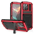 thumbnail image 1 of iPhone 15 Pro Max Rugged Full-Body Case, Metal Bumper Built-in Screen Protector&Kickstand,Dustproof and Drop-Proof,Full Body Protection Heavy Duty Rugged Military Cover For iPhone 15 Pro Max, Red, 1 of 9