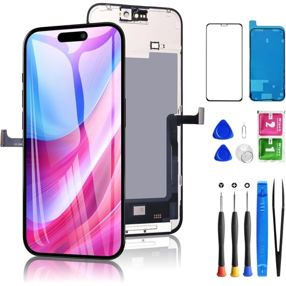 for iPhone 15 Pro Max Screen Replacement 6.7 Inch Full HD, 3D Touch LCD Screen Display Digitizer Assembly with Repair Tools, Compatible for Model A2849, A3105, A3106, A3108, Black