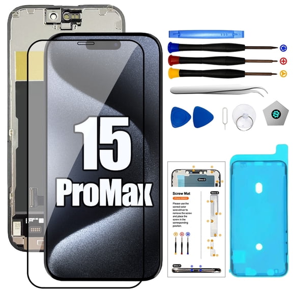 For iPhone 15 Pro Max Screen Replacement 6.7 inch Full HD, 3D Touch LCD Screen Display Digitizer Assembly with Repair Tools, Compatible for Model A2849, A3105, A3106, A3108
